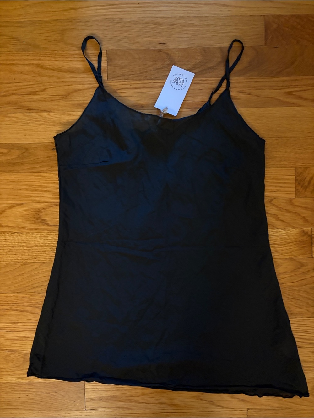 CP Shades Milla Sheer Black Cotton Silk Cami - XS